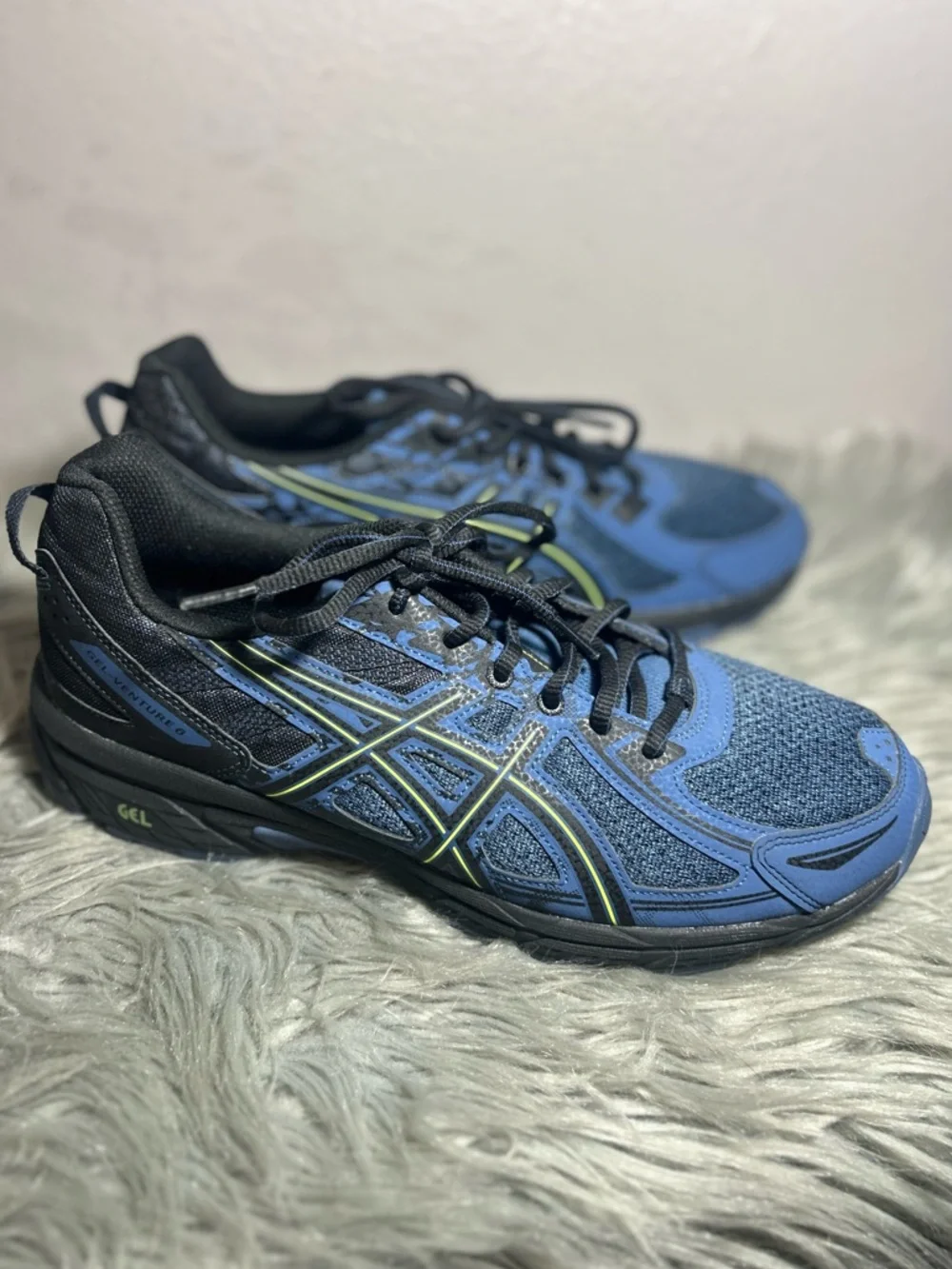 ASICS Mens Gel-Venture 6 Grand Shark/Neon Lime Running Sneakers Size 11.5